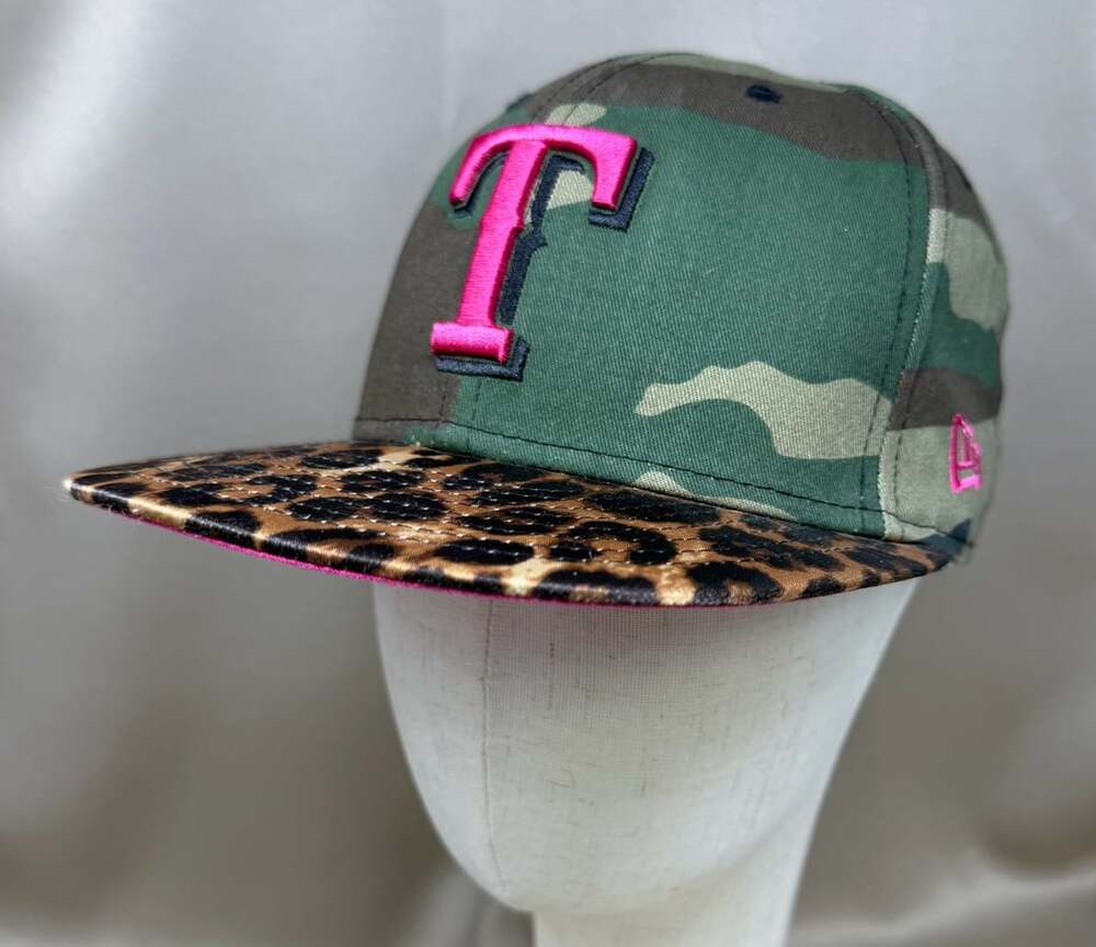 New Era Texas Rangers Camo Leopard Print Fitted Cap